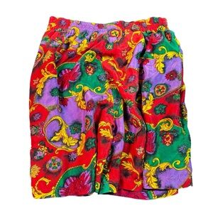 Vintage Jane Ashley 90’s 100% Silk Floral Elastic Waist Shorts Medium